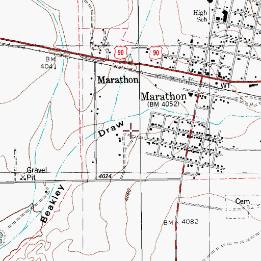 Topographic Map of Los Muertos Airport, TX