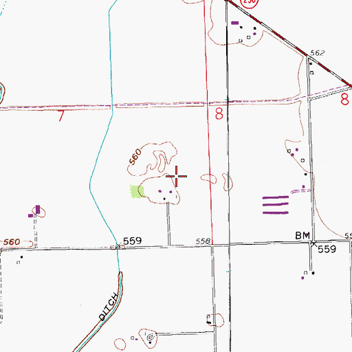 Topographic Map of Green Acres Airport, IN