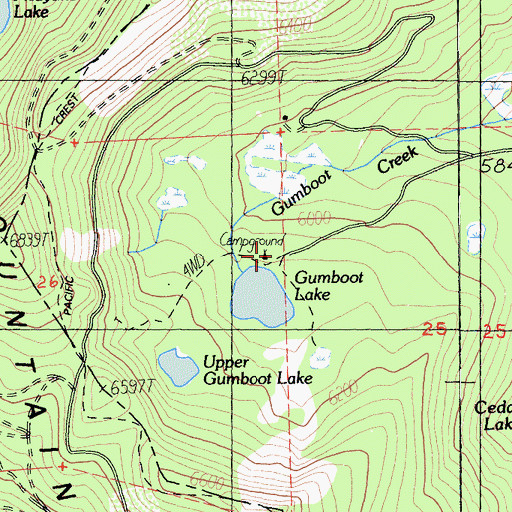 Topographic Map of Gumboat Campground, CA