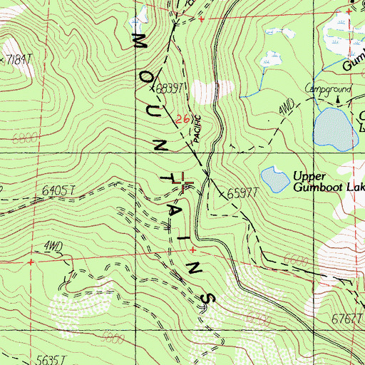 Topographic Map of Gumboat Trailhead Parking, CA