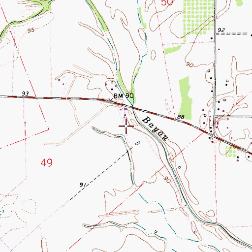 Topographic Map of Keystone Farms Airport, LA