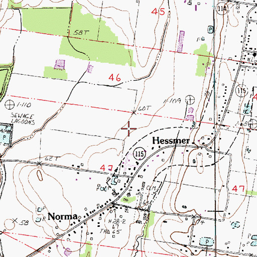 Topographic Map of Detel Airport, LA