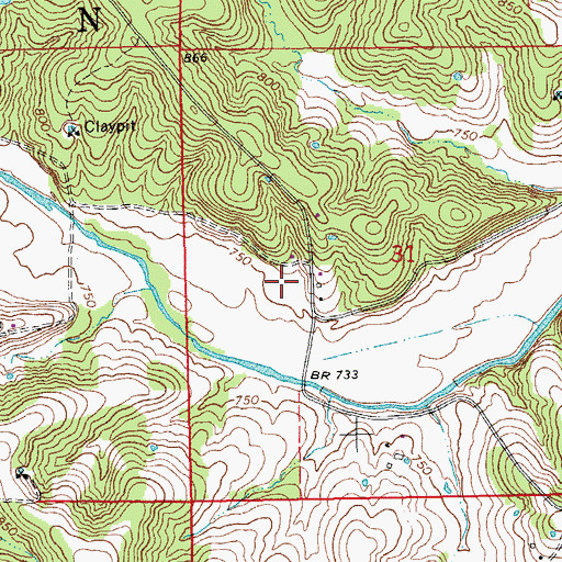 Topographic Map of Red Oak Airport, MO