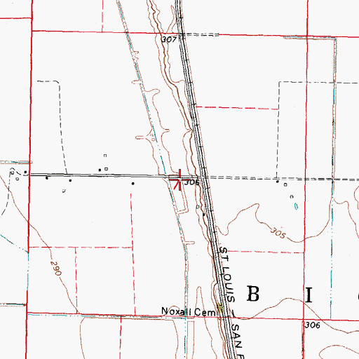 Topographic Map of Malone Airfield, MO