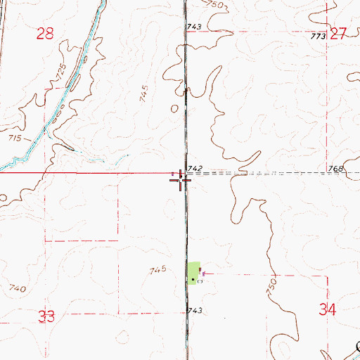 Topographic Map of Rheude Airport, IN
