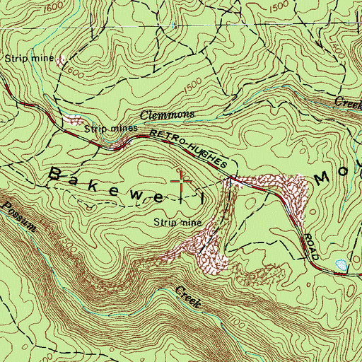 Topographic Map of Mount Bakewell Airfield, TN