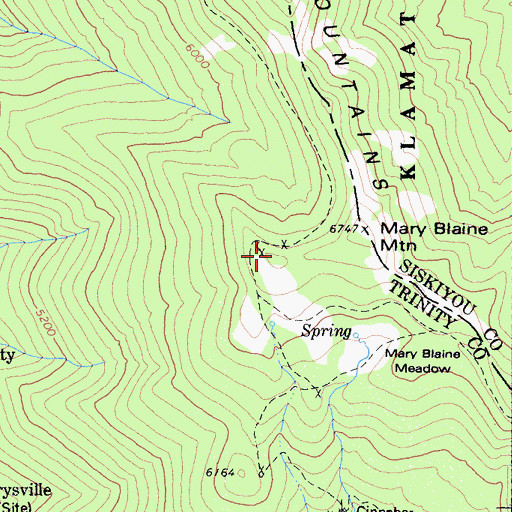 Topographic Map of Mary Blaine Mine, CA