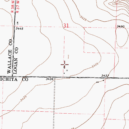 Topographic Map of Aero B Ranch Airport, KS