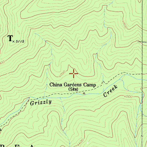 Topographic Map of China Gardens, CA