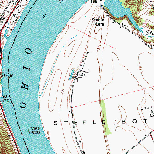 Topographic Map of Steele's Bottom Airport, KY