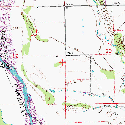 Topographic Map of Green Valley Farms Airport, OK