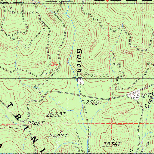 Topographic Map of Kadas Mine, CA