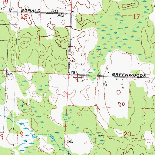 Topographic Map of Cub Landing Center, MI