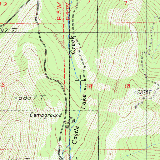 Topographic Map of Castle Lake Nordic Center, CA