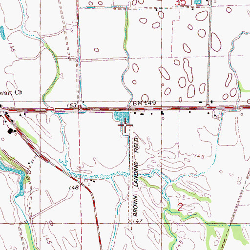 Topographic Map of Brown's Airport, MS