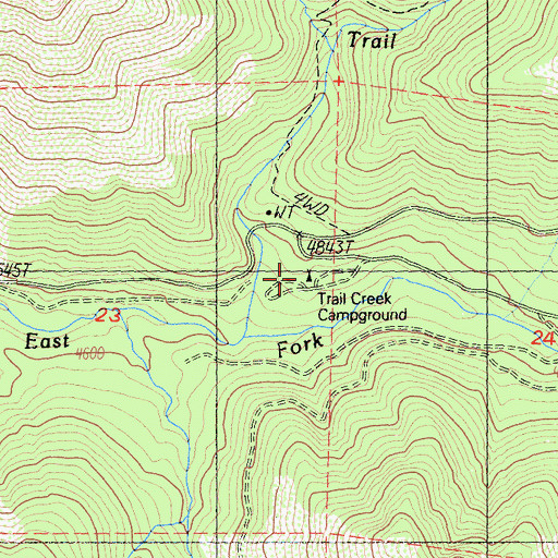 Topographic Map of Trail Creek Campground, CA