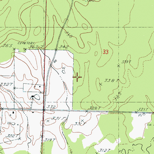 Topographic Map of Kaehr Airport, MS