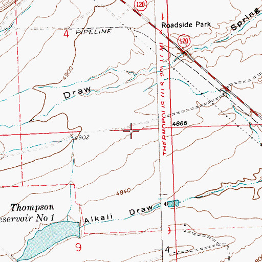 Topographic Map of Hot Springs County Airport, WY