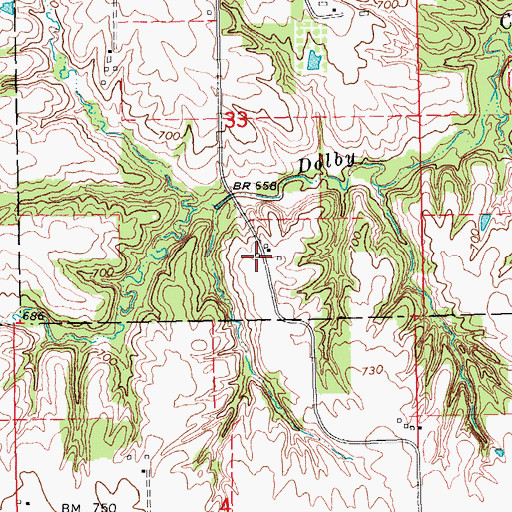 Topographic Map of Pegtown Airport, IA