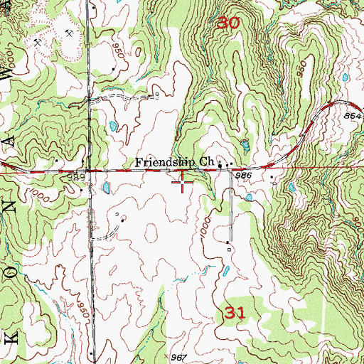 Topographic Map of Pheasant Wings Airport, OK