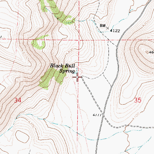 Topographic Map of Black Bull Spring Ranch Airport, OR