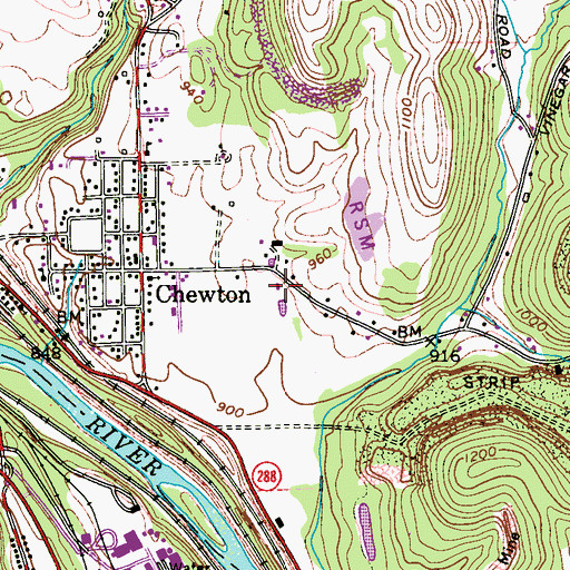 Topographic Map of McMillin Landing Strip, PA