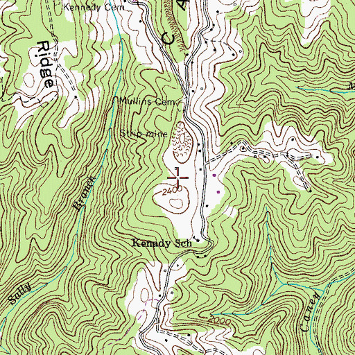 Topographic Map of Caney Ridge Airport, VA