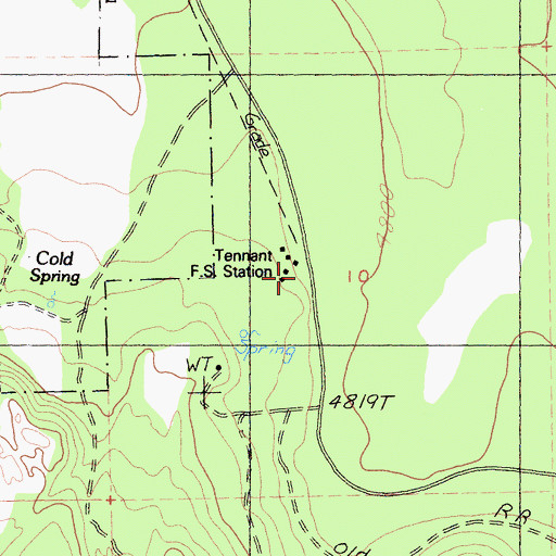 Topographic Map of Tennant Forest Service Station, CA