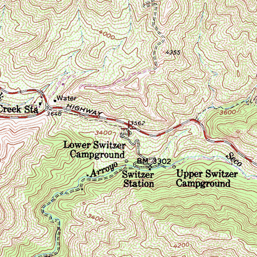 Topographic Map of Switzer Visitor Information Station, CA