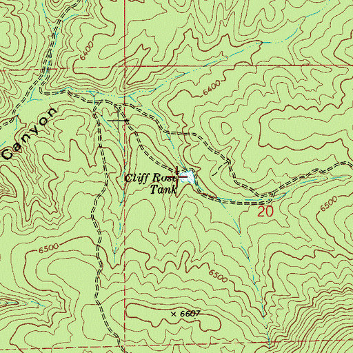 Topographic Map of Cliff Rose Tank, AZ