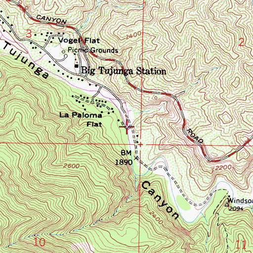 Topographic Map of Roads End Picnic Area, CA