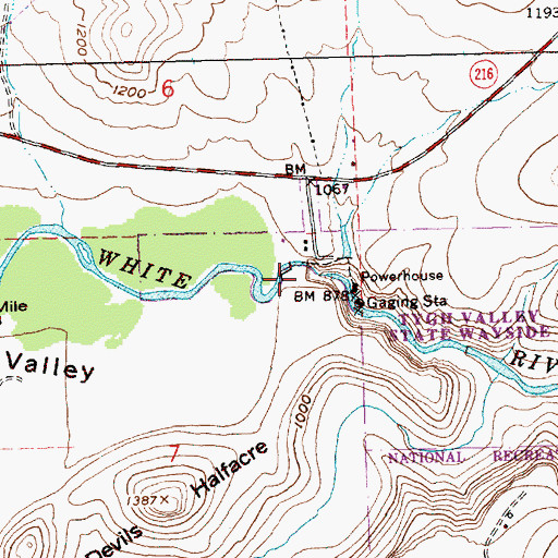 Topographic Map of White River Falls, OR