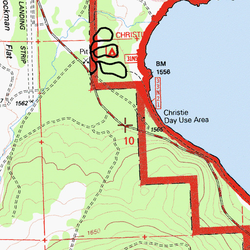 Topographic Map of Christie Day Use Area Campground, CA