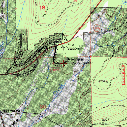 Topographic Map of Mineral Work Center, CA