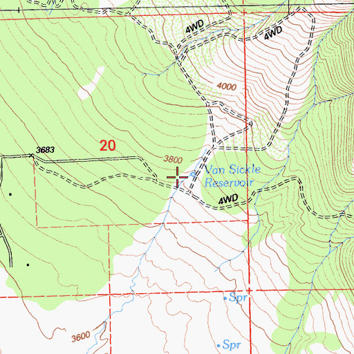 Topographic Map of Van Sickle Reservoir, CA