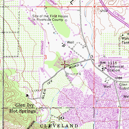 Topographic Map of Glen Ivy Recreational Vehicle Park, CA