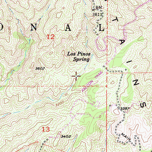 Topographic Map of Falcon Campground, CA