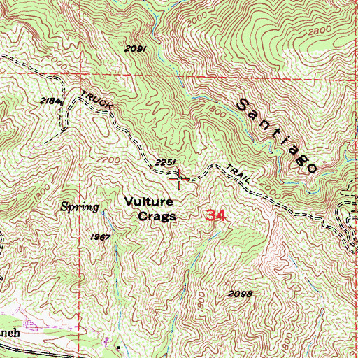 Topographic Map of Santiago Truck Trail, CA