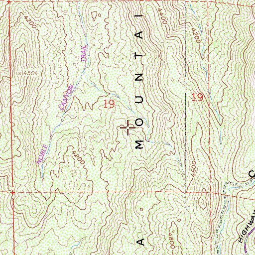 Topographic Map of Noble Canyon Trailhead, CA