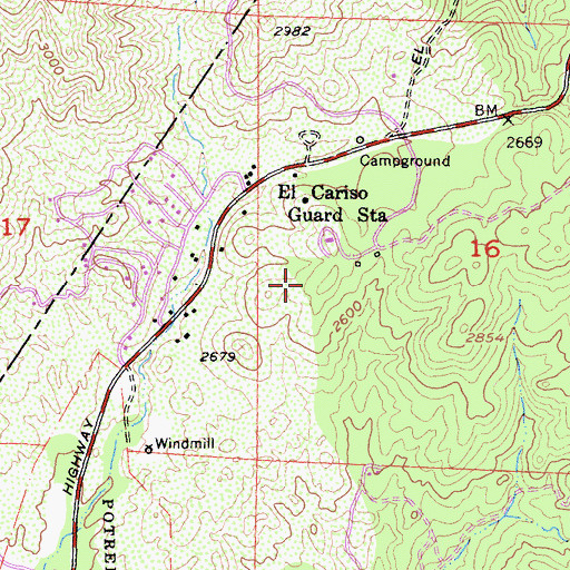 Topographic Map of El Cariso Nature Trail, CA