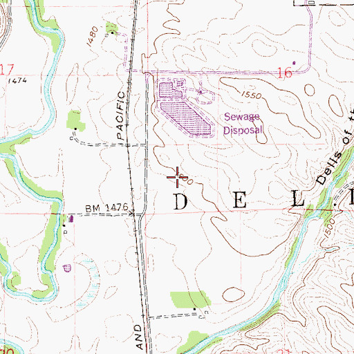 Topographic Map of Dells Island, SD