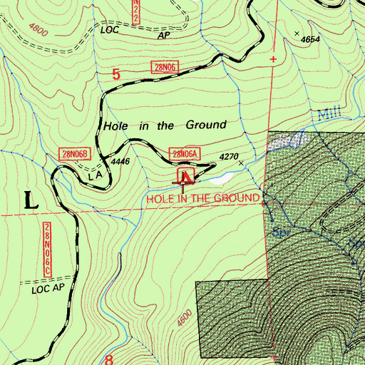Topographic Map of Hole in the Ground Campground, CA