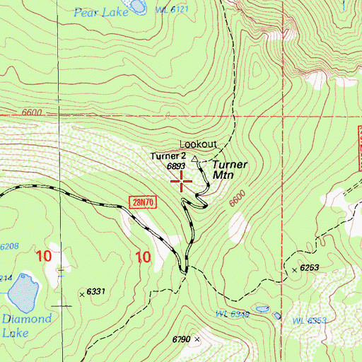 Topographic Map of Turner Mountain Lookout, CA