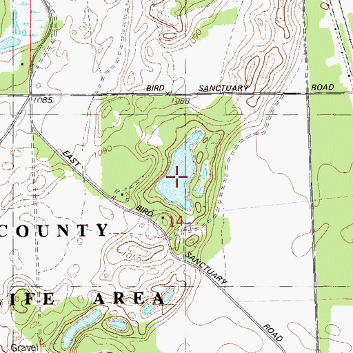 Topographic Map of Bird Sanctuary Lake, WI