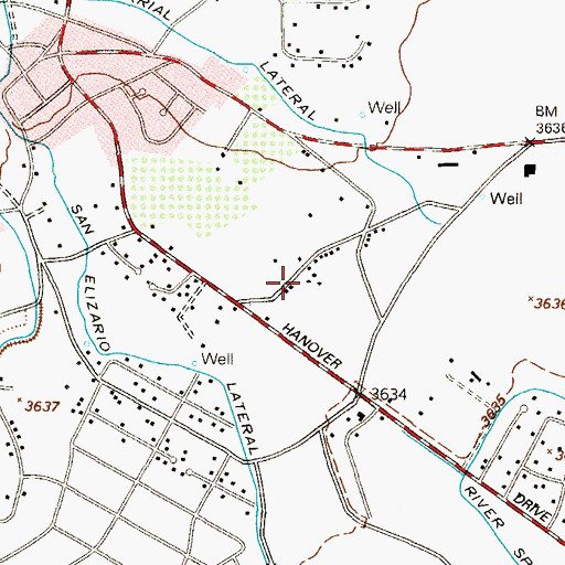 Topographic Map of City of San Elizario, TX