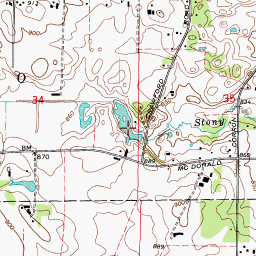 Topographic Map of Turtle Rock Lake, IL