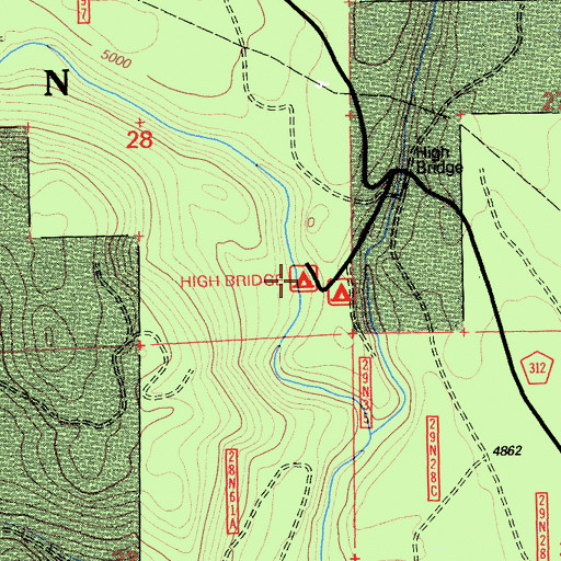 Topographic Map of High Bridge Campground, CA