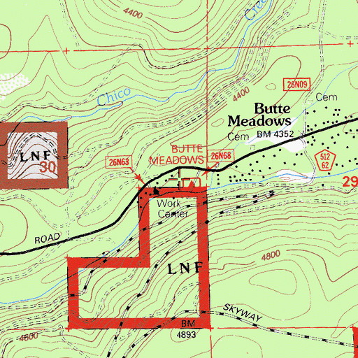 Topographic Map of Butte Meadows Recreation Site, CA