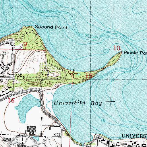 Topographic Map of Picnic Point Marsh, WI