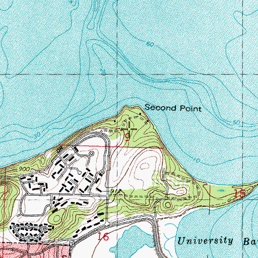 Topographic Map of Second Point Woods, WI